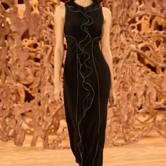 NWOT ULLA JOHNSON Lille Midi Dress in Noir XL $650 - Picture 2 of 7